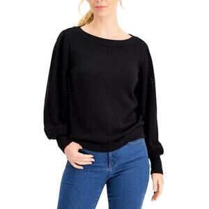 Charter Club Pointelle Blouson-Sleeve Sweater,